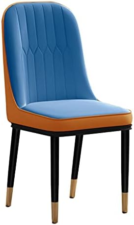 Kitchen Dining Room Furniture Chairs Faux Leather Dining Chairs Water Proof PU Leather Side Chair with Metal Legs for Office Lounge Dining Kitchen Bedroom (Color : Blue+Orange)