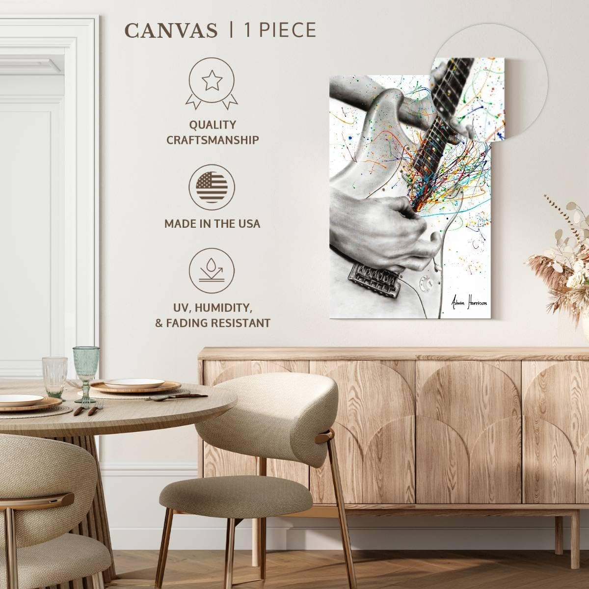 ElephantStock - The Guitar Solo Wall Art - Vertical Canvas Wall Art - Living Room Wall Decor - Painting Electric Guitar Canvas - Orange And White Decor by Ashvin Harrison - 30