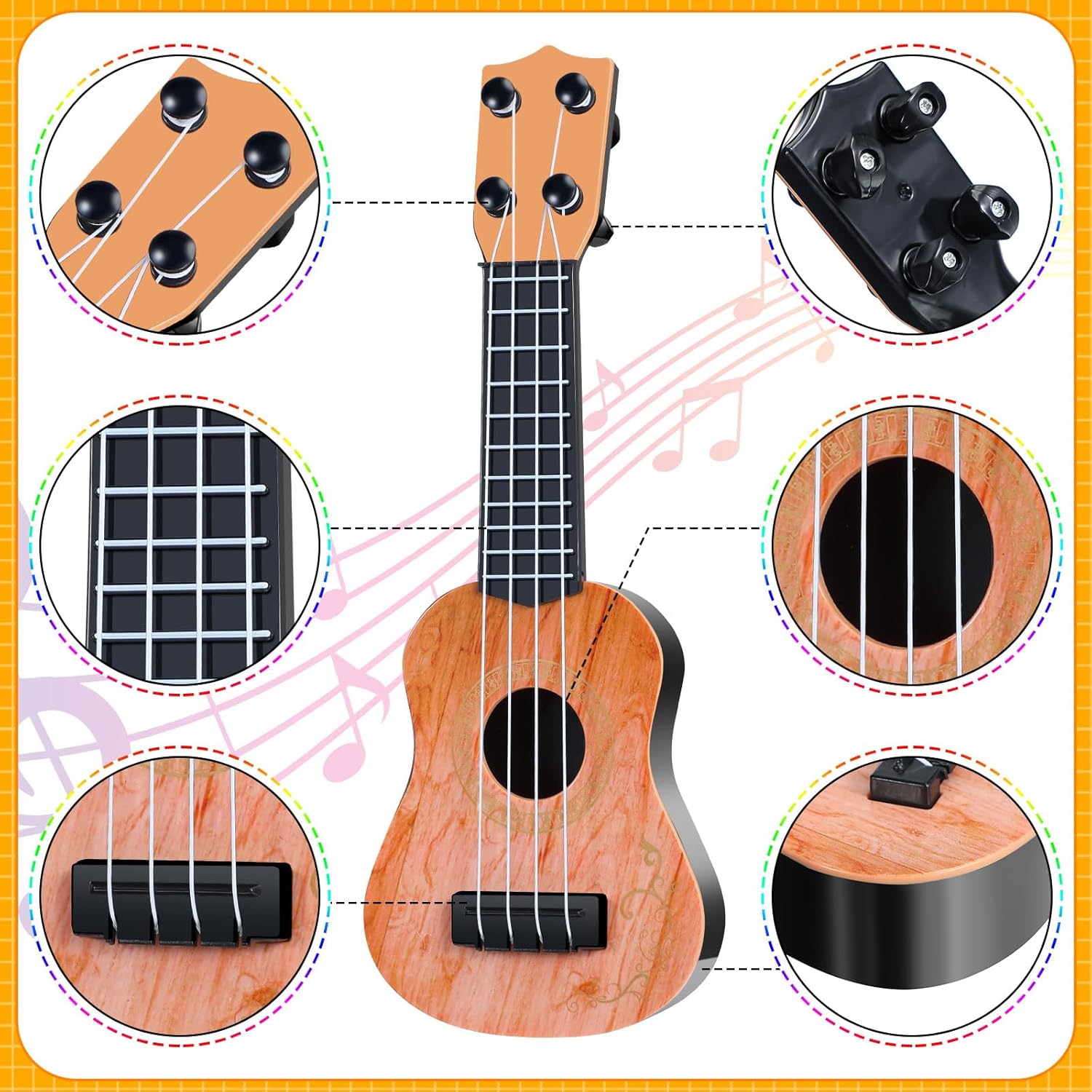 Lenwen 36 Pcs Kids Ukulele Guitar 10 Inch Kids Toy Ukulele 4 Strings Mini Guitar Children Musical Instruments Educational Learning Toy for Toddler Beginner Preschoolers Education