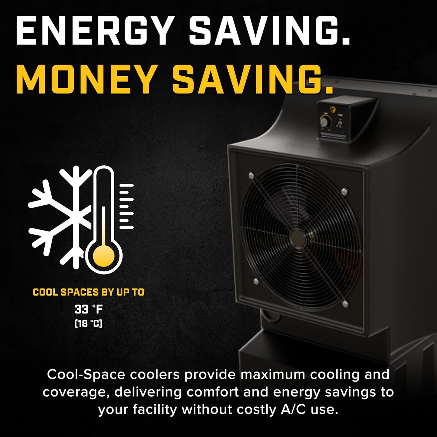 Big Ass Fans - Cool-Space 300 - Portable Evaporative Swamp Cooler, 18 Inch Diameter Fan, Indoor Outdoor Use, Continuous or Fillable 16 Gallon Capacity, Variable Speed – Cooling for Workshops, Garages