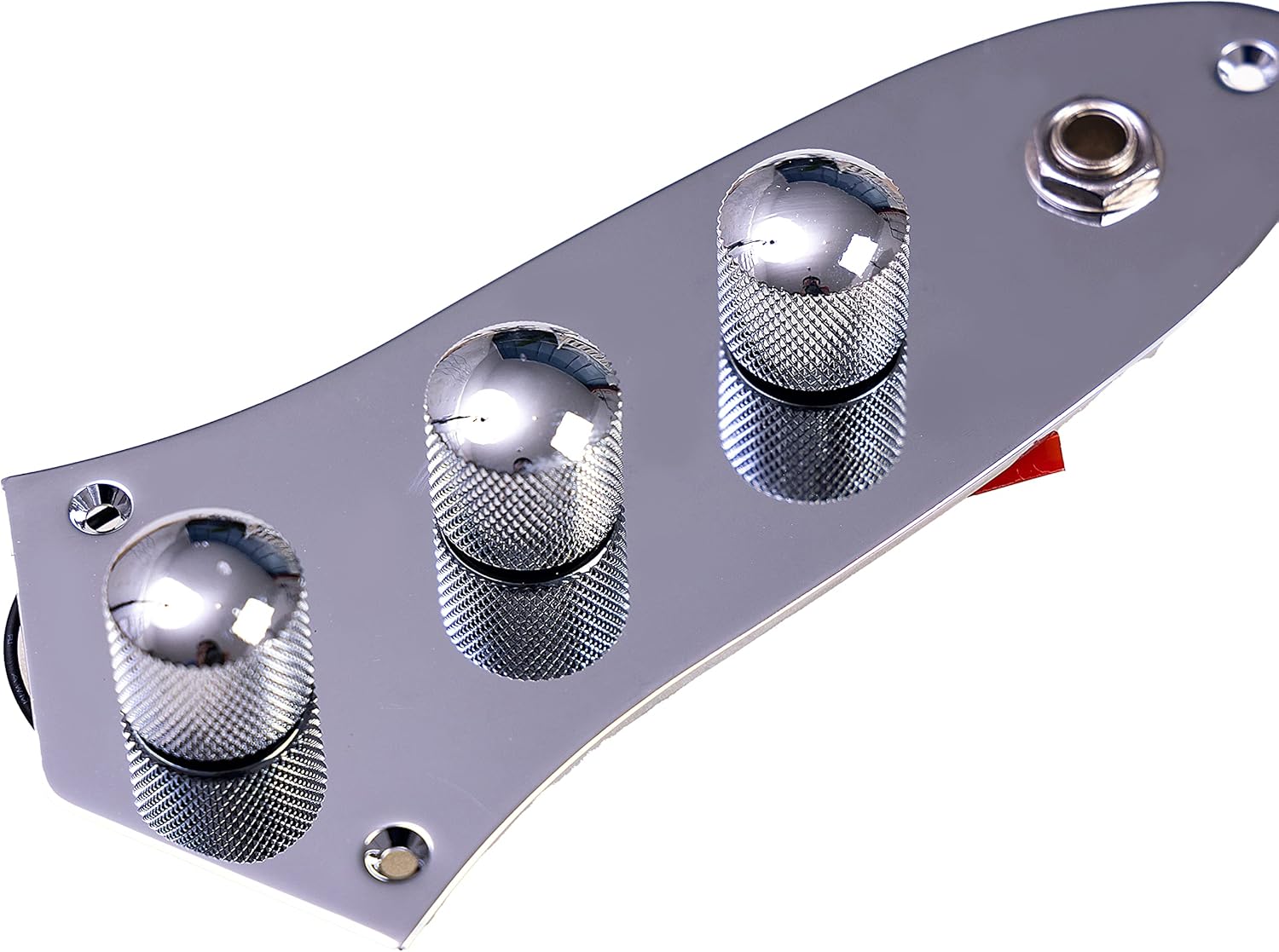 DIY Electric Guitar Kits for JB Style Bass Guitar,Basswood Body,Maple Neck and Composite Ebony Fingerboard,Natural with Red Pearl Panel