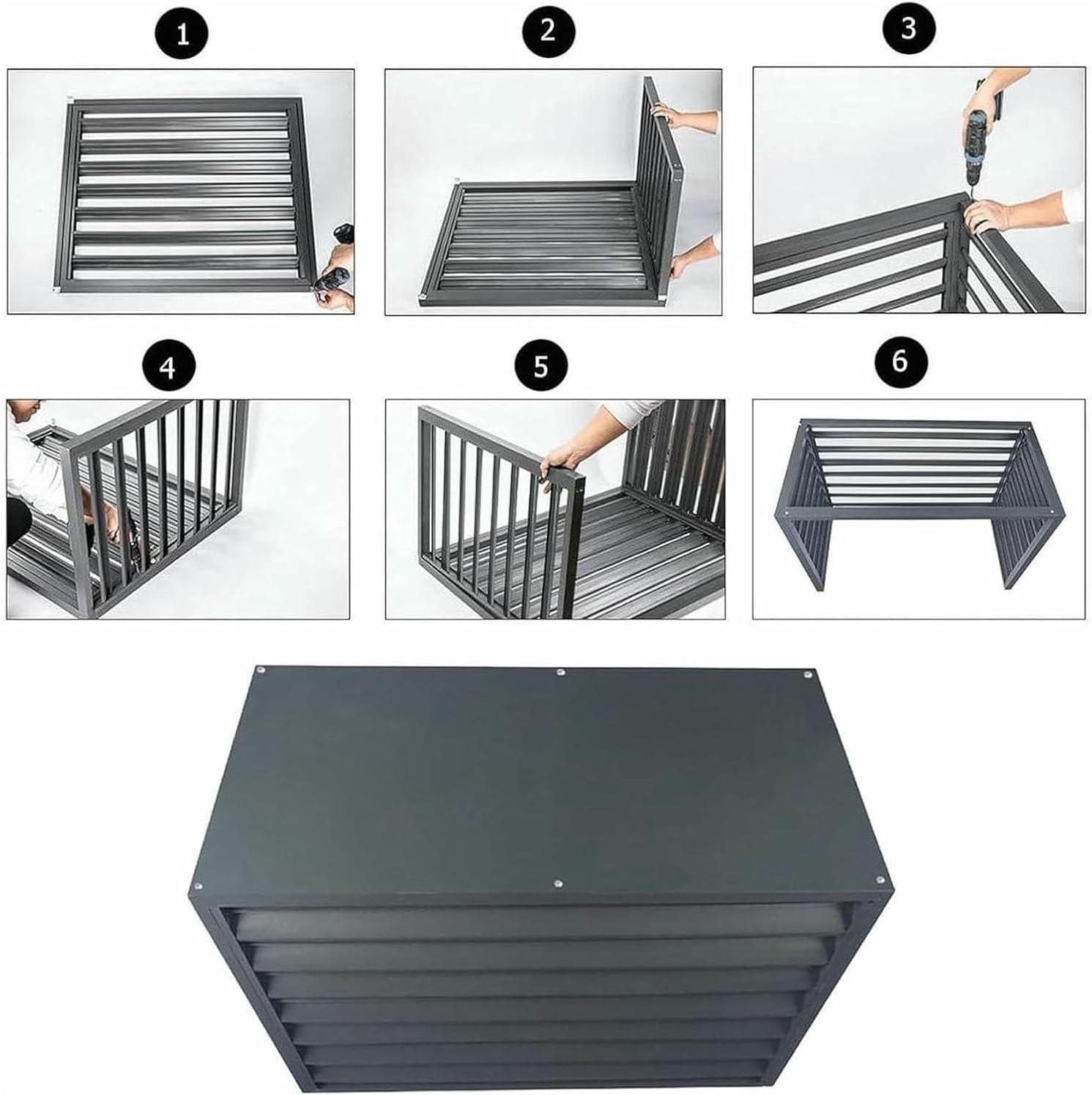 Air Conditioner Covers, Outdoor Anti Theft Aluminum A C Cover Privacy Fence Screen, Used for Outdoor Unit Noise Reduction(Gray,2 3P)