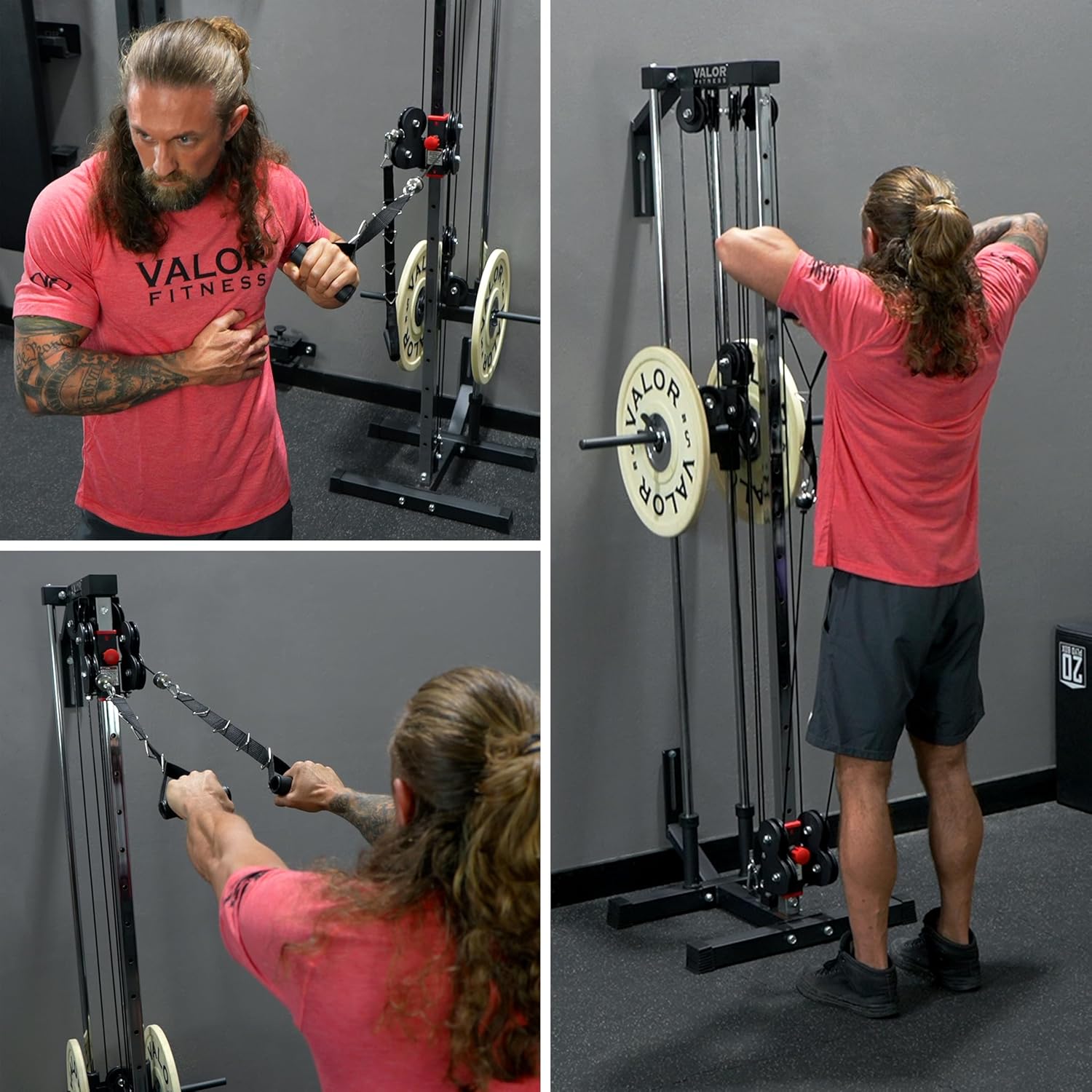 Valor Fitness BD-62 Wall Mounted Cable Machine with Adjustable Dual Pulley System Functional Home Gym Workout Equipment