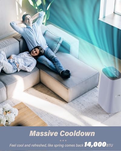 DEXSO 14000 BTU Quiet AC Unit Portable Air Conditioners, Fast Cooling Floor Air Conditioner with Remote, Window Installation Kit