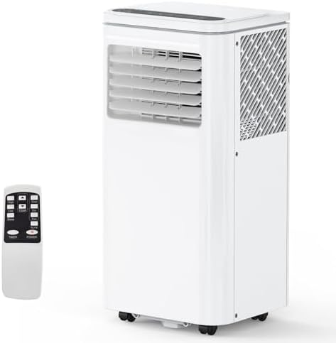 Advanced 3-in-1 Portable Air Conditioner, 10000 BTU with Dehumidifier & Fan for Rooms Up to 450 Sq. Ft, Remote Control & LCD Screen, Perfect for Bedroom, Office, or Dorm, Easy Setup, White