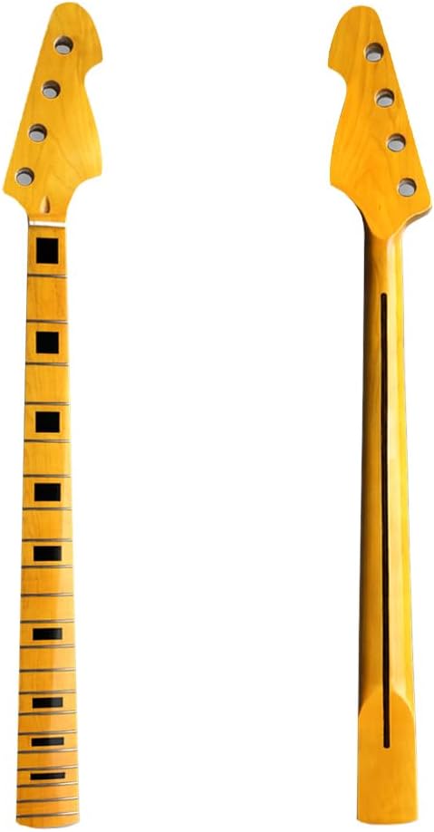 Maple Replacement Electric Bass Guitar Neck, 4-String 21 Fret 34'' Scale Length 38mm Nut and 64mm Heel Maple Fretboard Bolt On Finished Bass Neck DIY Installation & Repair