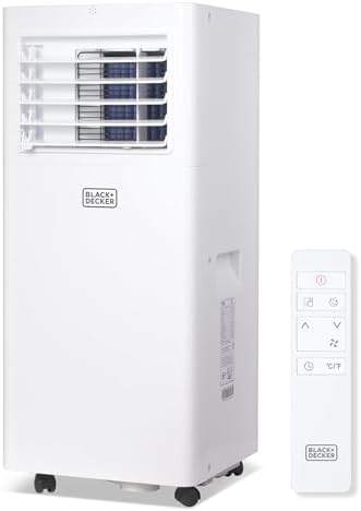 BLACK+DECKER Portable Air Conditioner, 8,500 BTU (5,100 BTU SACC) for Rooms Up To 350 Sq. Ft., Portable AC with Full Function Remote Control & Window Kit, BPACT05SM, White