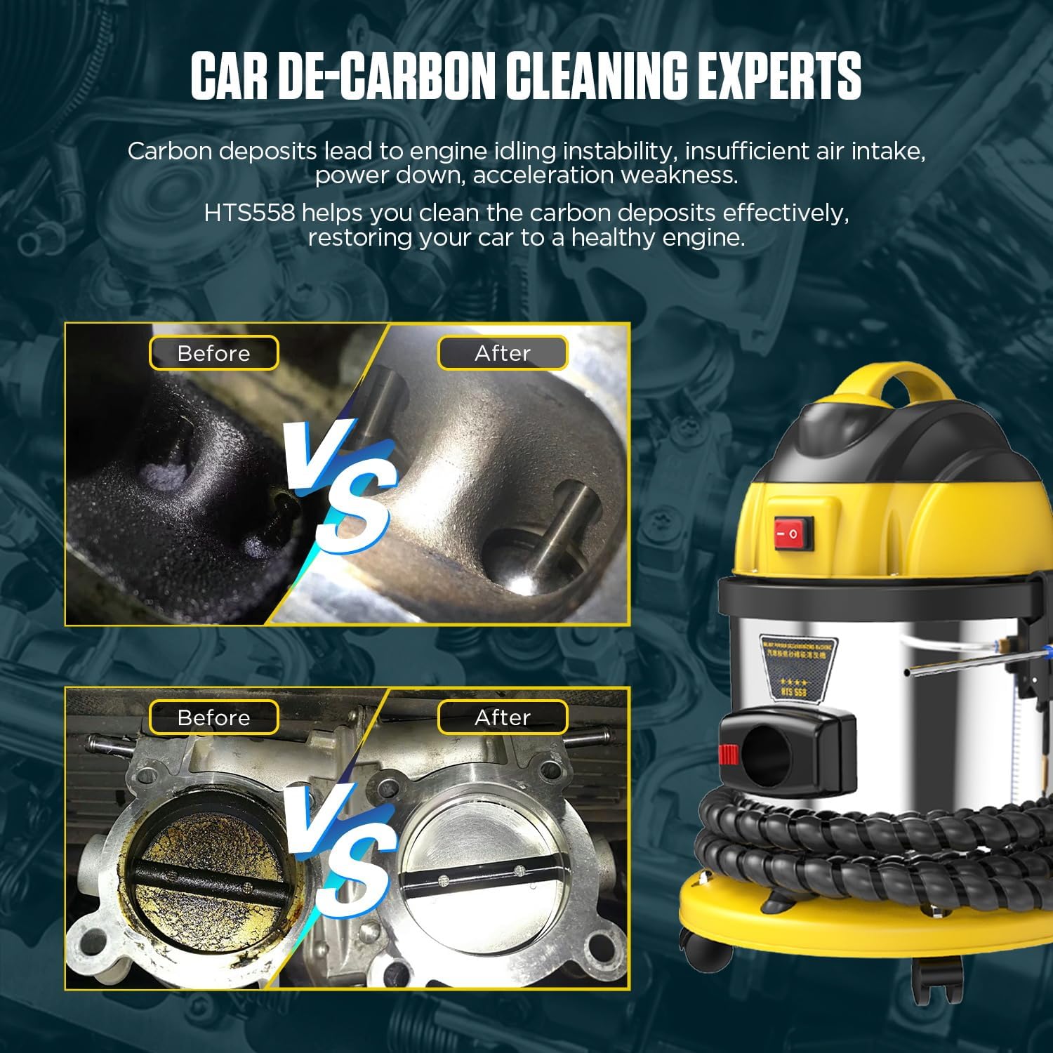 Walnut Blaster Cleaner, HTS558 Automotive Engine Intake Pipe Valve Cleaning Machine, Automotive Engine Carbon Remover, Valvetronic System Walnut Powder Sand Carbon Deposits Cleaner