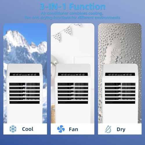 8000 BTU Portable Air Conditioners, Cool Up to 350 Sq.Ft,3 in 1 portable ac unit with Remote Control/Fast Cooling/24Hrs Timer/Window Installation Kit, White