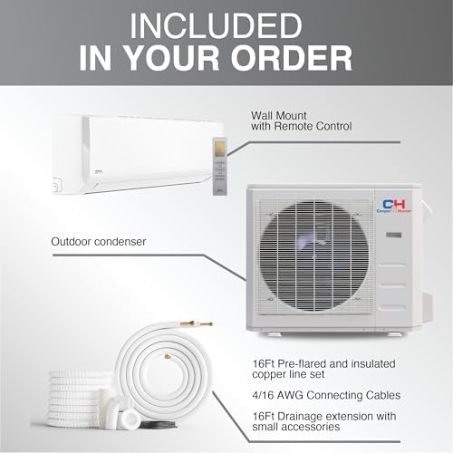 Cooper & Hunter Olivia Series 36,000 BTU 230V Mini Split AC/Heating System, Ductless Wall Mount – 18 SEER2 Inverter – 16FT Installation Kit – Pre-Charged R-410A System
