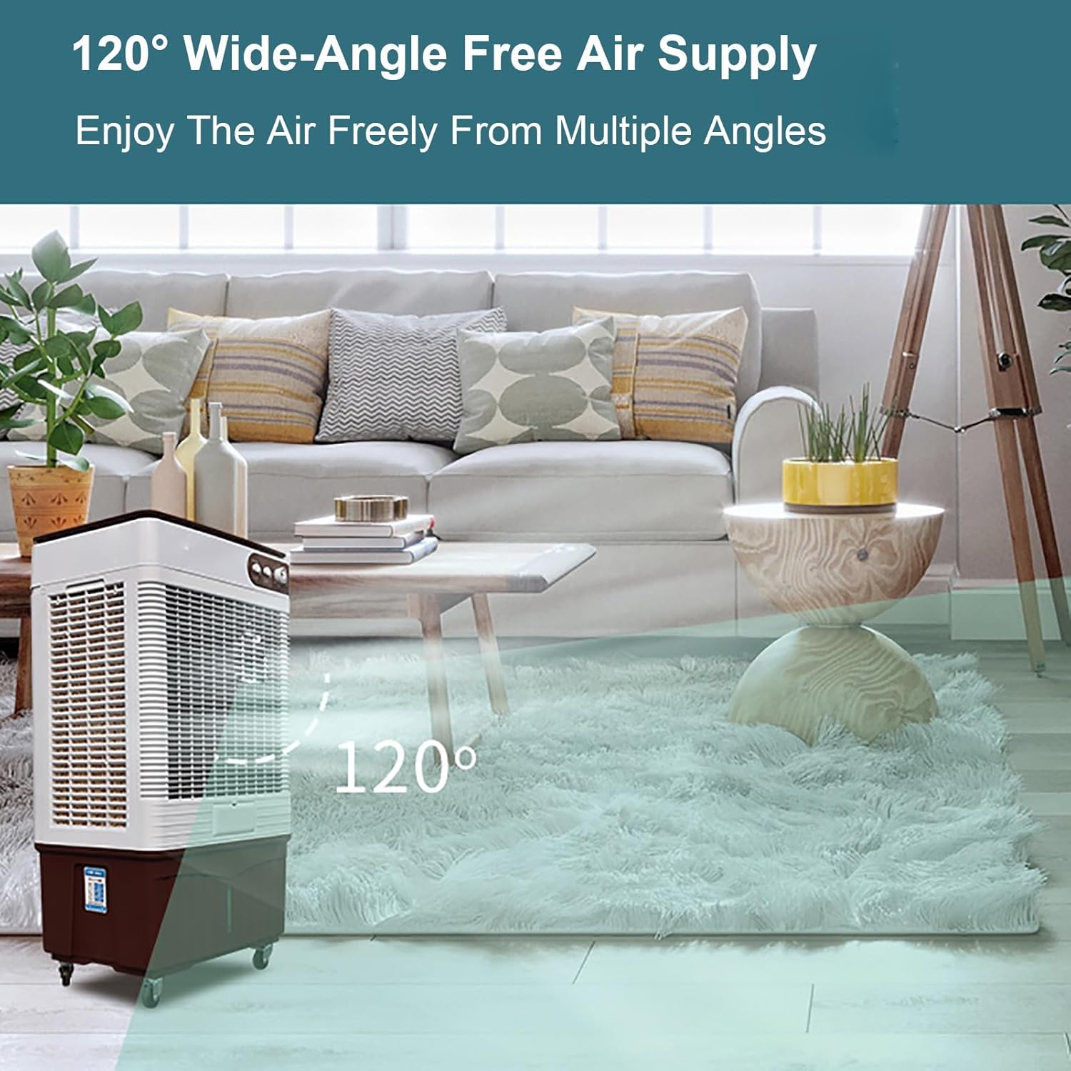 4-In-1 Portable Air Conditioners, 4000CFM Evaporative Air Cooler, 120°Oscillation Swamp Cooler, 16 Gal Tank, 2 Ice Packs, 3 Wind Speeds for Outdoor Indoor Use
