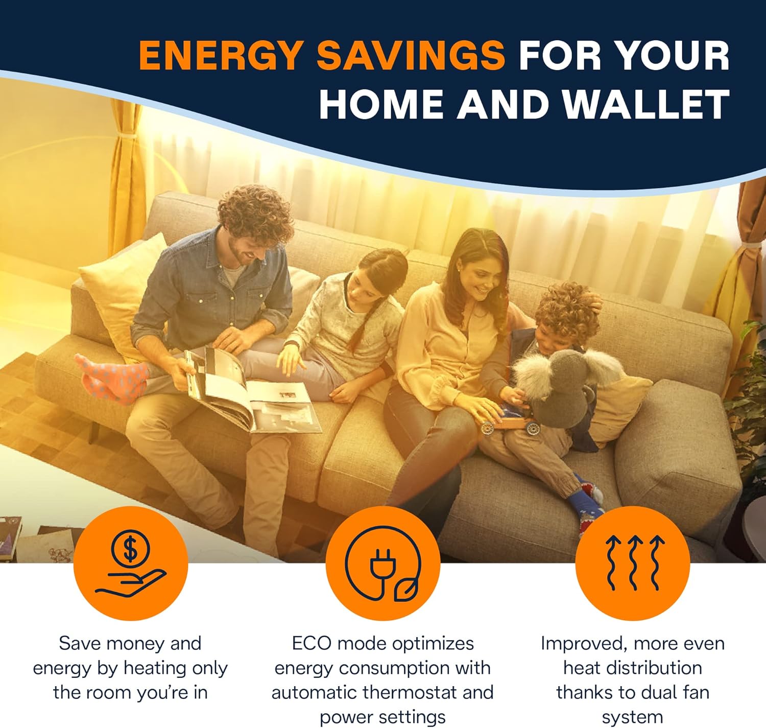 DeLonghi Convection Panel Heater, Full Room Quiet 1500W, portable electric heater is freestanding/easily wall mounted. Energy Saving, quick heat distribution, timer, white, HCX9115E