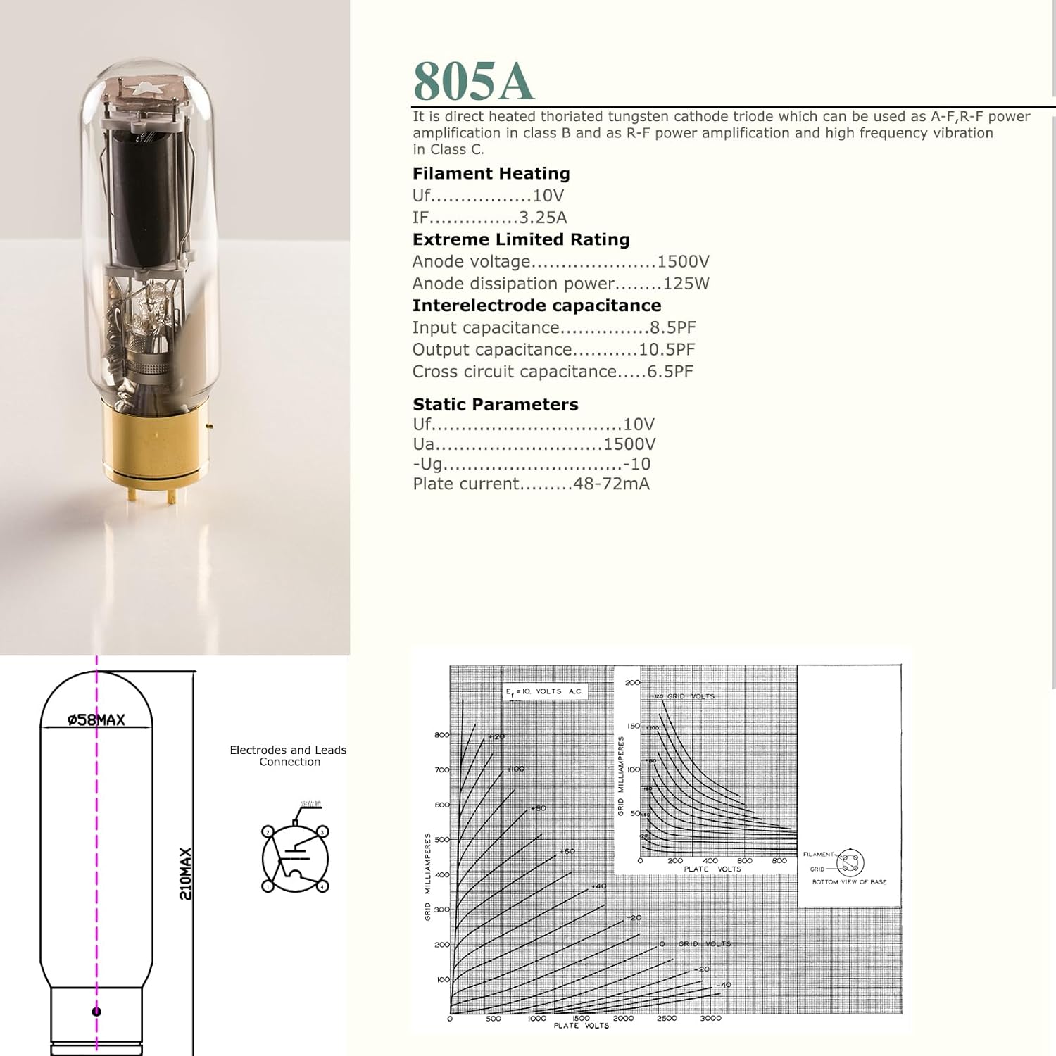LINLAI 805A 1 Pair Matching Power Vacuum Tube For HIFI Audio Amplifier