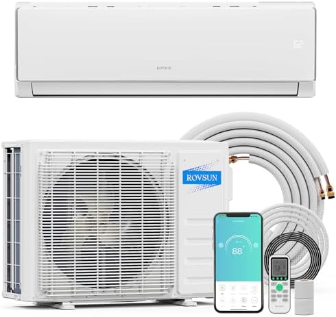 ROVSUN 11500 BTU Wifi Enabled Mini Split Air Conditioner & Heater, 17 SEER2 230V Inverter Ductless Wall AC Unit with Pre-Charged Condenser, Heat Pump & Installation Kit
