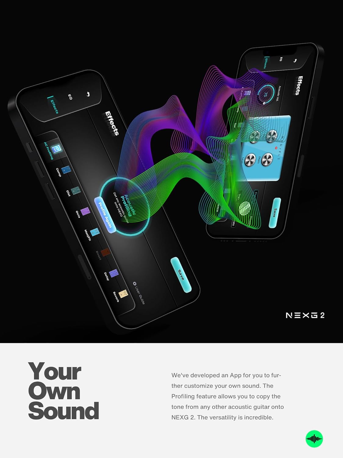 Enya NEXG 2 Acoustic-Electric Guitar Carbon Fiber Travel Smart Audio Guitar Kit & Enya Smart Automatic Guitar Tuner & enya Magnetic Strap