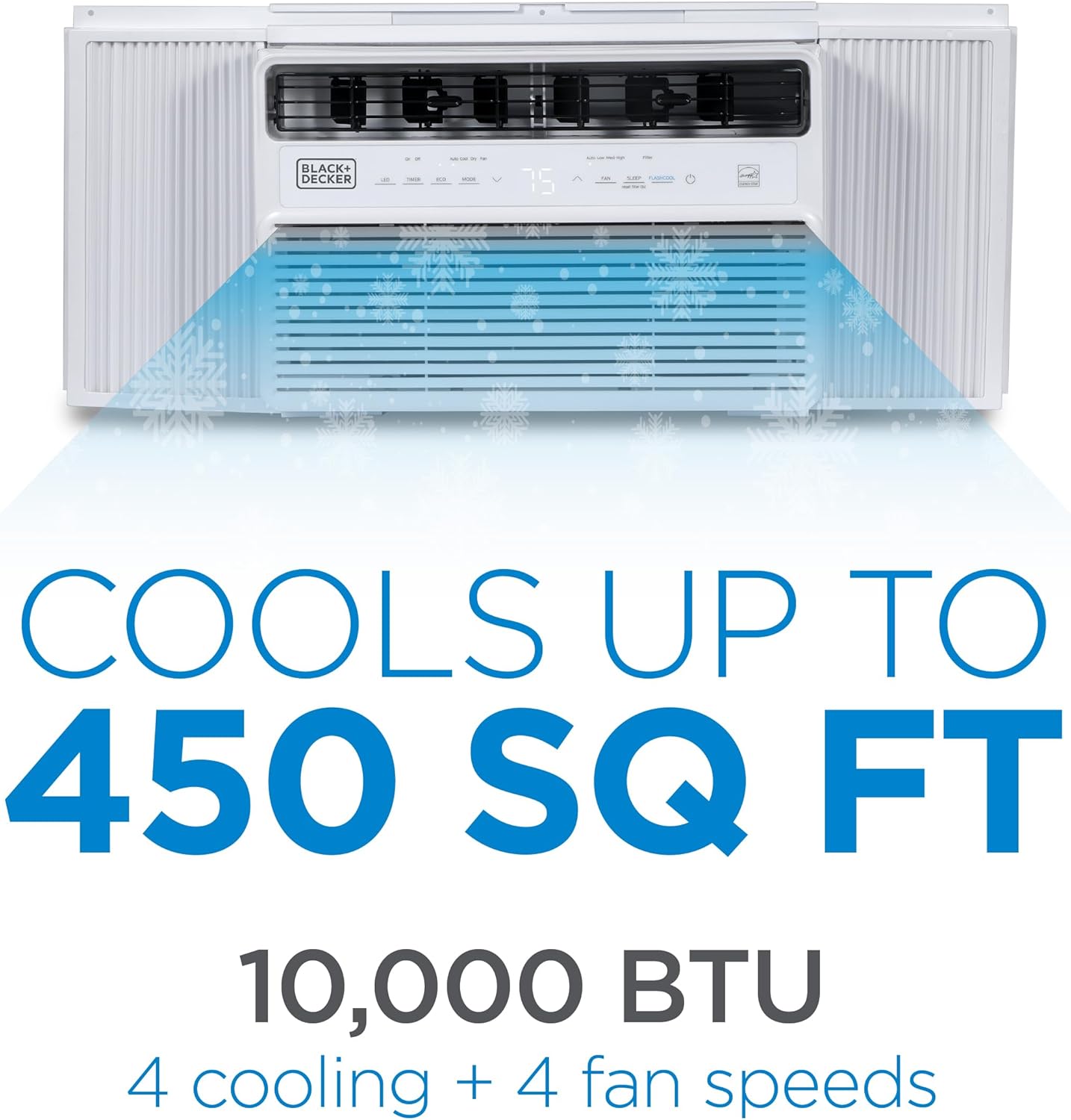 BLACK+DECKER 10,000 BTU Inverter Window Air Conditioner, Window AC Units for Up To 450 Sq. Ft., ENERGY STAR Rated AC Unit, Full Function Remote Control, White