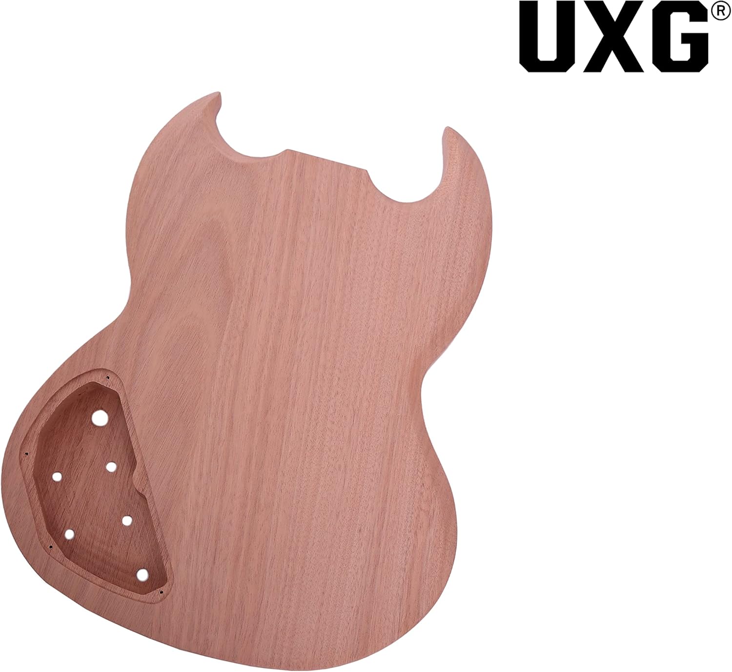 SG Style DIY Electric Guitar Kits,Mahogany Body, Mahogany Neck and Rosewood Fingerboard, H-H Pickup Configuration，Natural