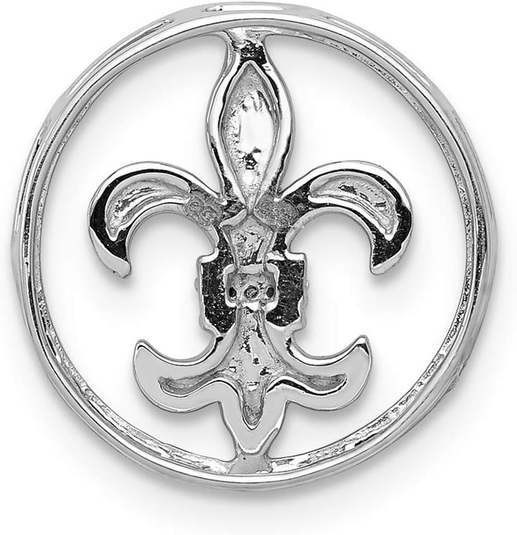 Jewels By Lux 14k White Gold .01ct. Diamond Fleur De Lis Chain Slide