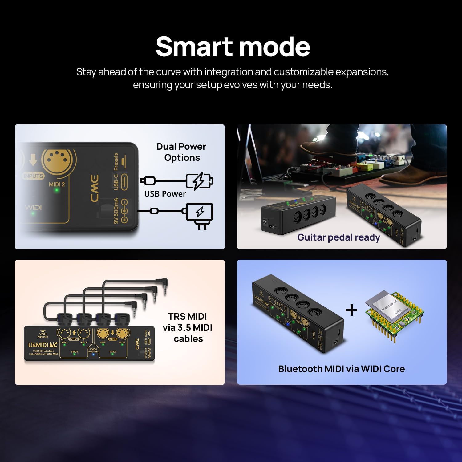 CME U4MIDI WC + WIDI Core - Hybrid 2-in-2-out MIDI Interface + WIDI Premium Bluetooth MIDI