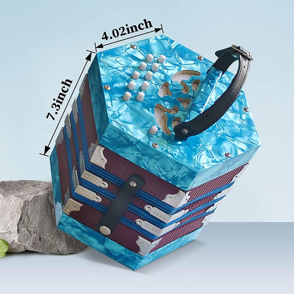 20-Button Concertina Accordion, Solid Wood Concertina With Carrying Bag And Adjustable Hand Strap, For Kids Adults Beginner Daily Practice Stage Performance
