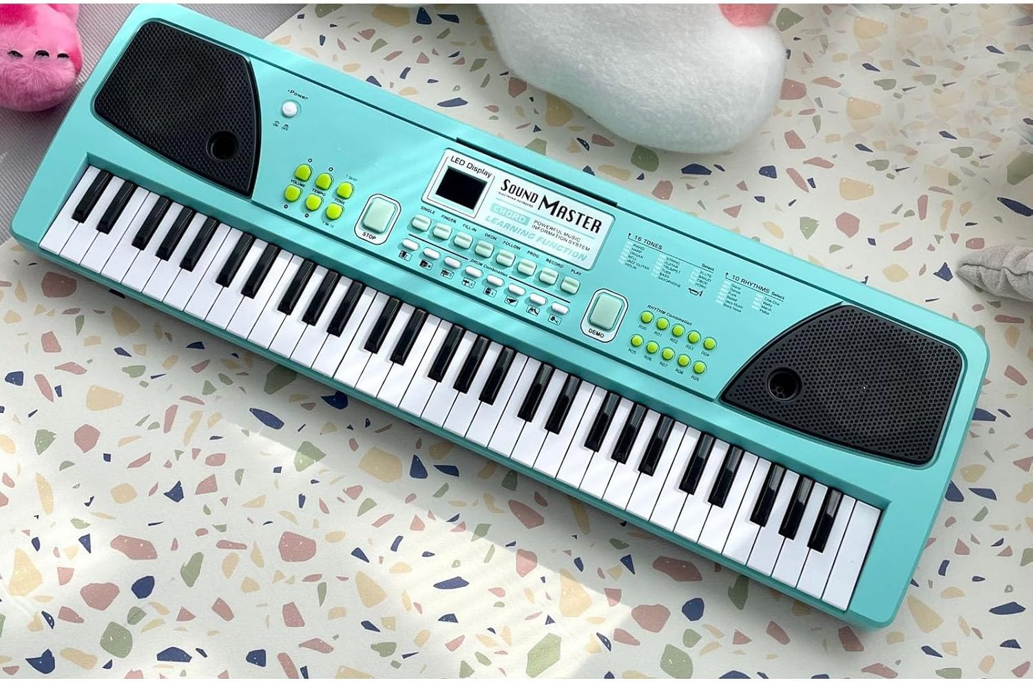 61 Key Keyboard Piano, USB Recargeable Portable Electronic Digital Piano with Microphone, Flexible Dual Power Source, Multi Functional Electronic Piano for Beginner Professional