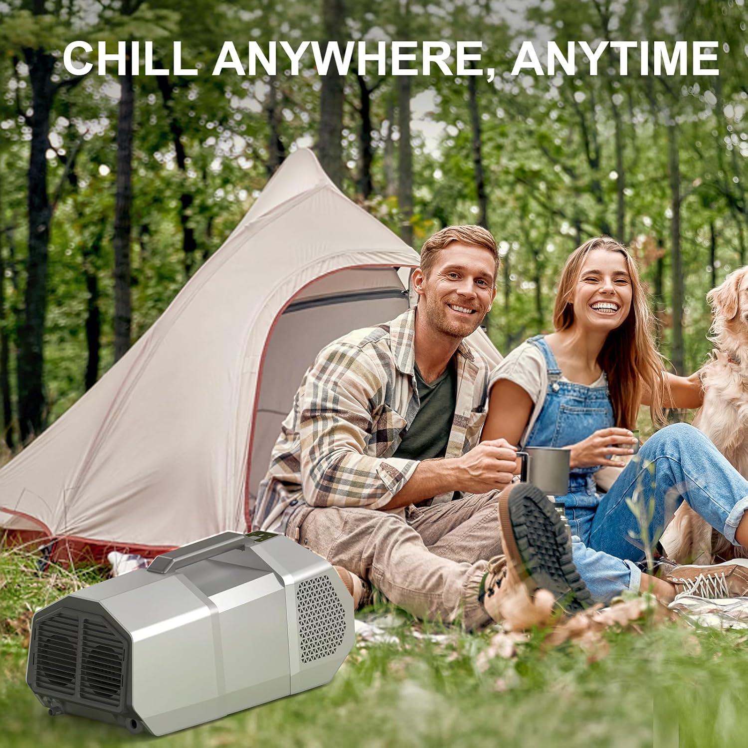 Portable Air Conditioner for Tents, Camping AC 3-Speed Cooling with Remote & Touch Control, Quiet 240W Low Power for RV, Car, Outdoor Use