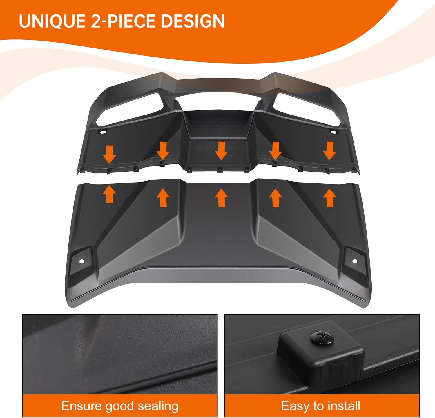 UTV Hard Roof Compatible with Can-Am Maverick R 2024 2025 Accessories, 2-Pieces Combined Sport Sun Visor Hard Roof Top Replace 705015973, 705015974(for 2 Seater)