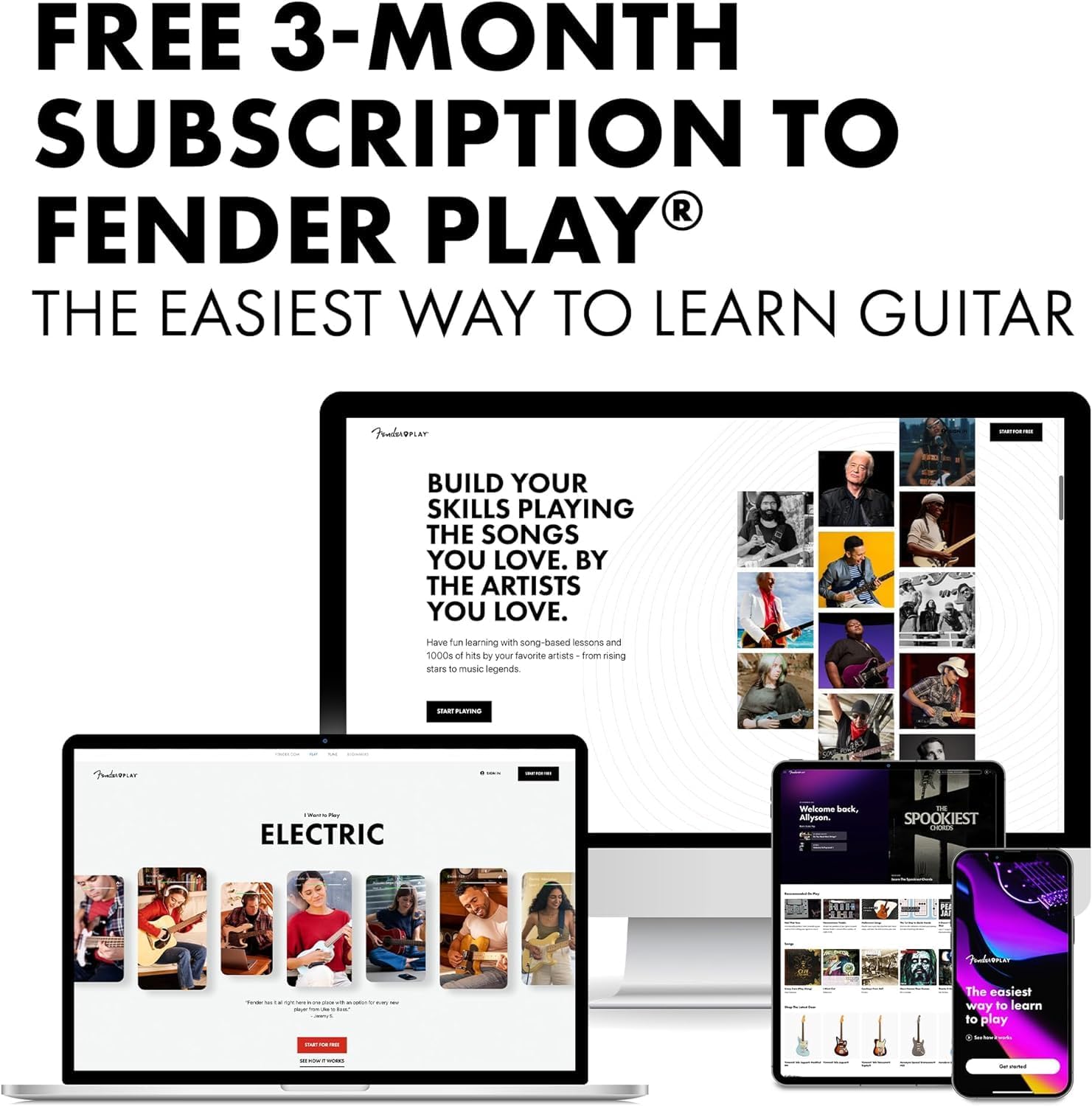 Squier Sonic Stratocaster Electric Guitar Pack, Black, Maple Fingerboard, with Gig Bag, 10G Amp, and Accessories