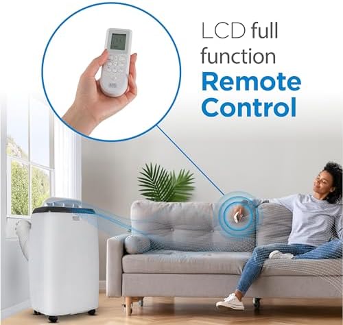 BLACK+DECKER Portable Air Conditioner, 10,000 BTU for Rooms Up To 450 Sq. Ft., Portable AC with Full Function Remote Control & Window Kit, BPT06WTB, White