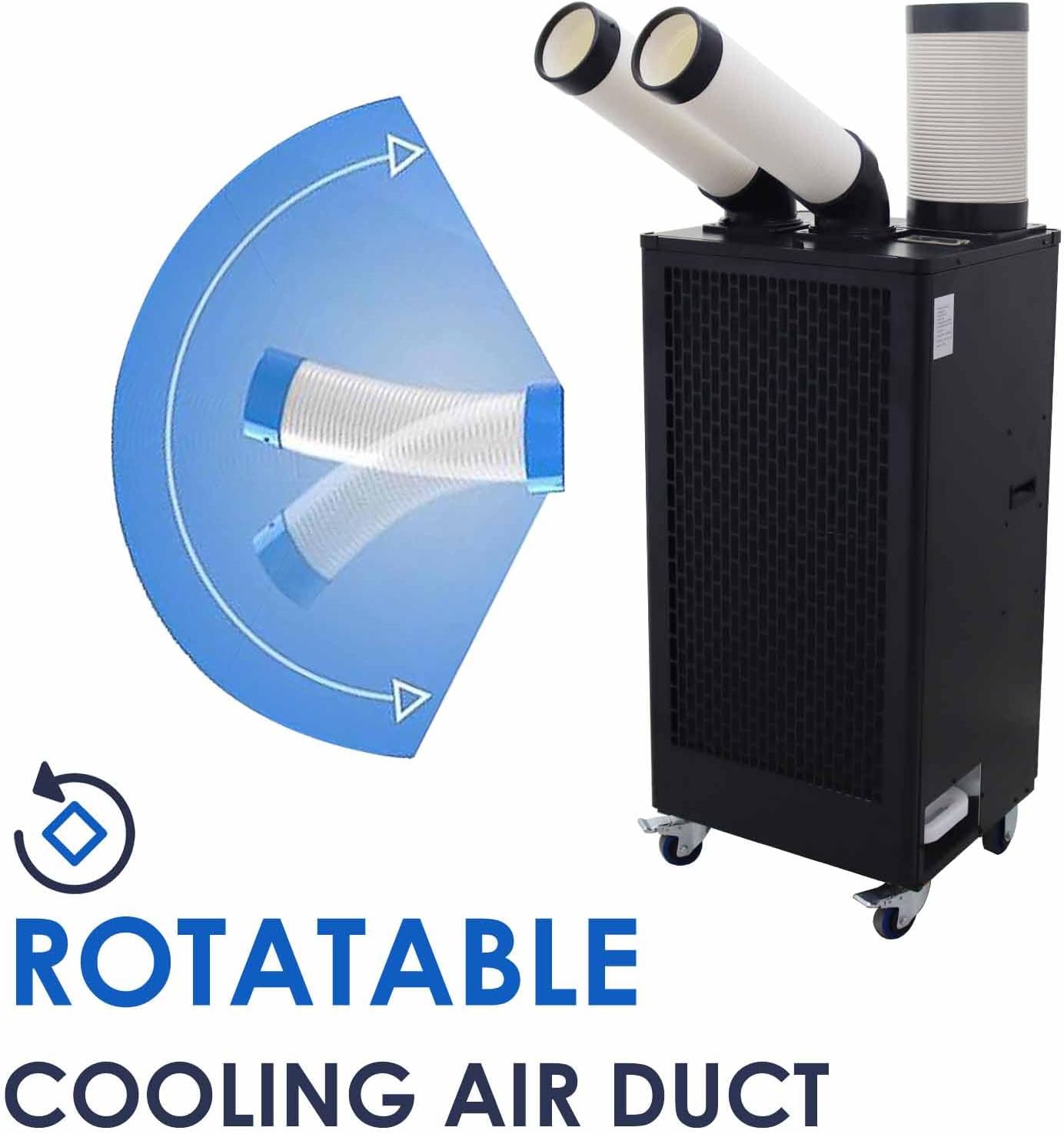 Portable Air Conditioner 550m³/h Industrial Grade Mobile Spot Cooler with 1.3 Gal Water Tank Double Nozzles 12000 BTU 110V 1100W