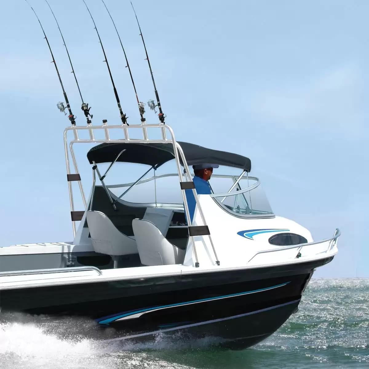 Oceansouth Fishing Arch (Rocket Launcher) fishing pole holder rod holders rack accessories for boats boat bimini top hardware boating safety equipment pontoon jon bass rocket launcher cover pishing