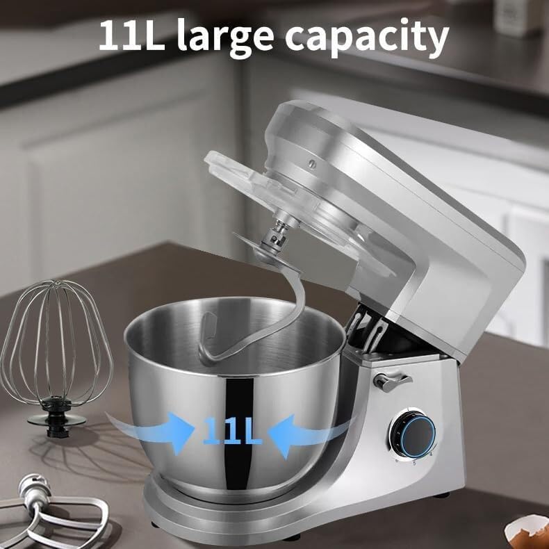 Stand Mixer,11L Food Mixer with Agitator,Dough Hook,Egg Beater,1700W Tilt Head Dough Blender,6-Speed Adjustable Multi-Function Cook Machine,Household Desktop Egg Beater,