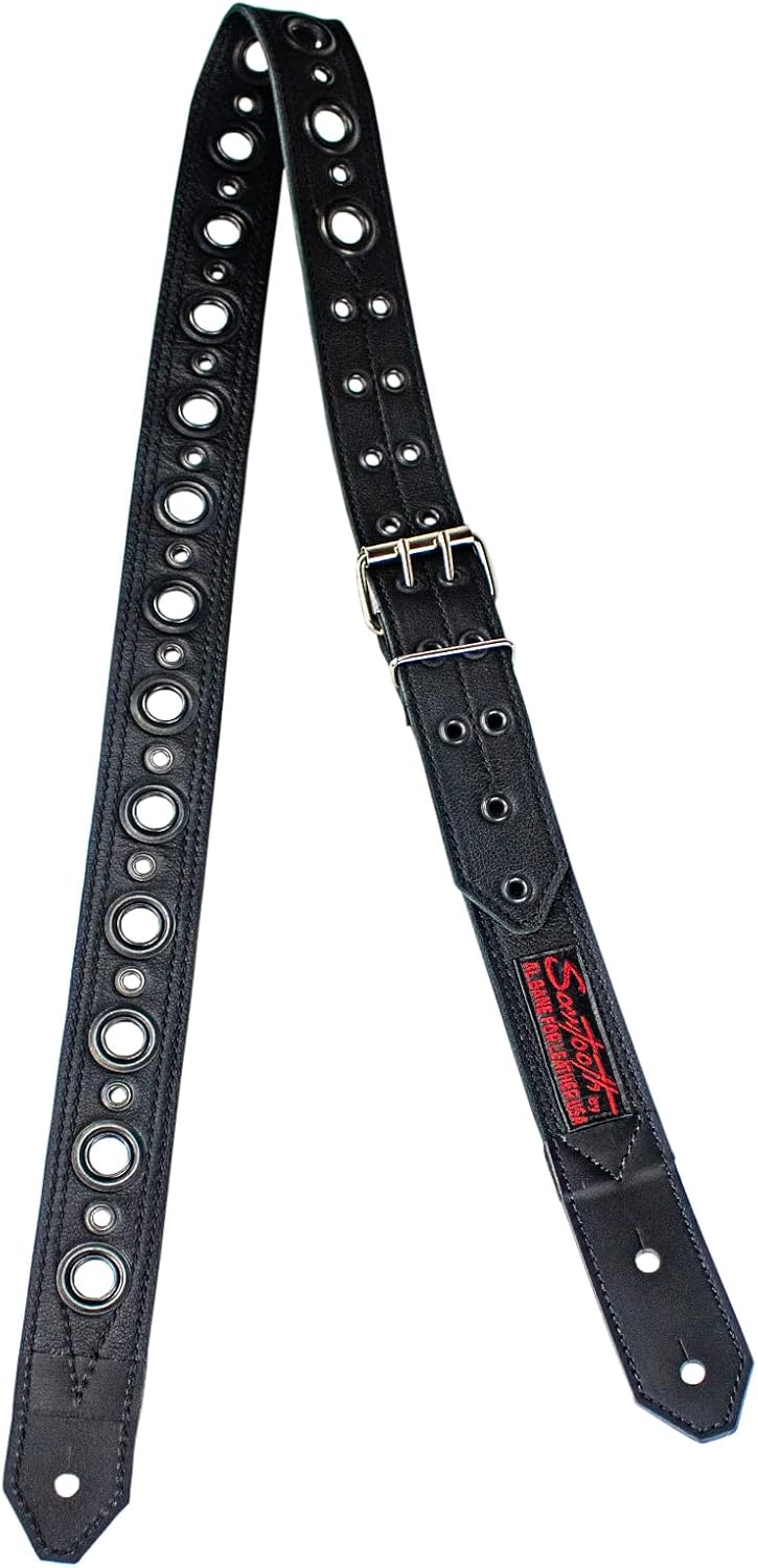 Sawtooth Midnight Armour 2” Wide Leather Guitar Strap Hand Crafted in The U.S.A. (ST