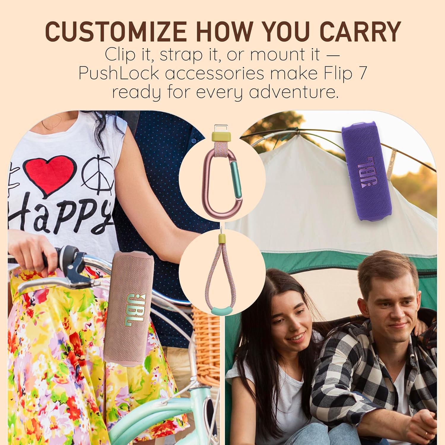 JBL Flip 7 Portable Bluetooth Speaker, IP68 Waterproof, Dustproof, Drop-Proof, PushLock System, AI Sound Boost, 16H Battery – White – Boom h's Comprehensive Ultimate Performance Cloth Solution