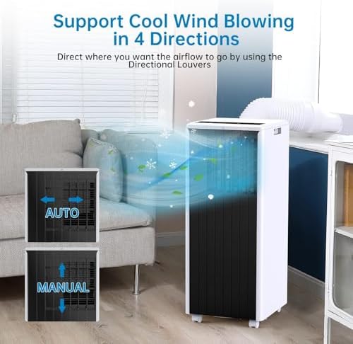 8,000 BTU Portable Air Conditioner, 3-in-1 AC Unit with Built-in Cool, Dehumidifier & Fan Modes for Room up to 350 sq.ft, 2 Fan Speeds, 24H Timer,Remote Control