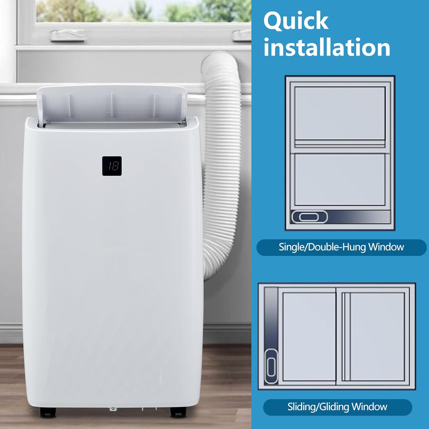 14,000 BTU Portable Air Conditioner, 4-In-1 Portable AC Unit with Cooling, Dehumidifier, Fan & Sleep Mode for Rooms Up to 700 Sq.Ft with Window Kit, 24H Timer & Remote Control
