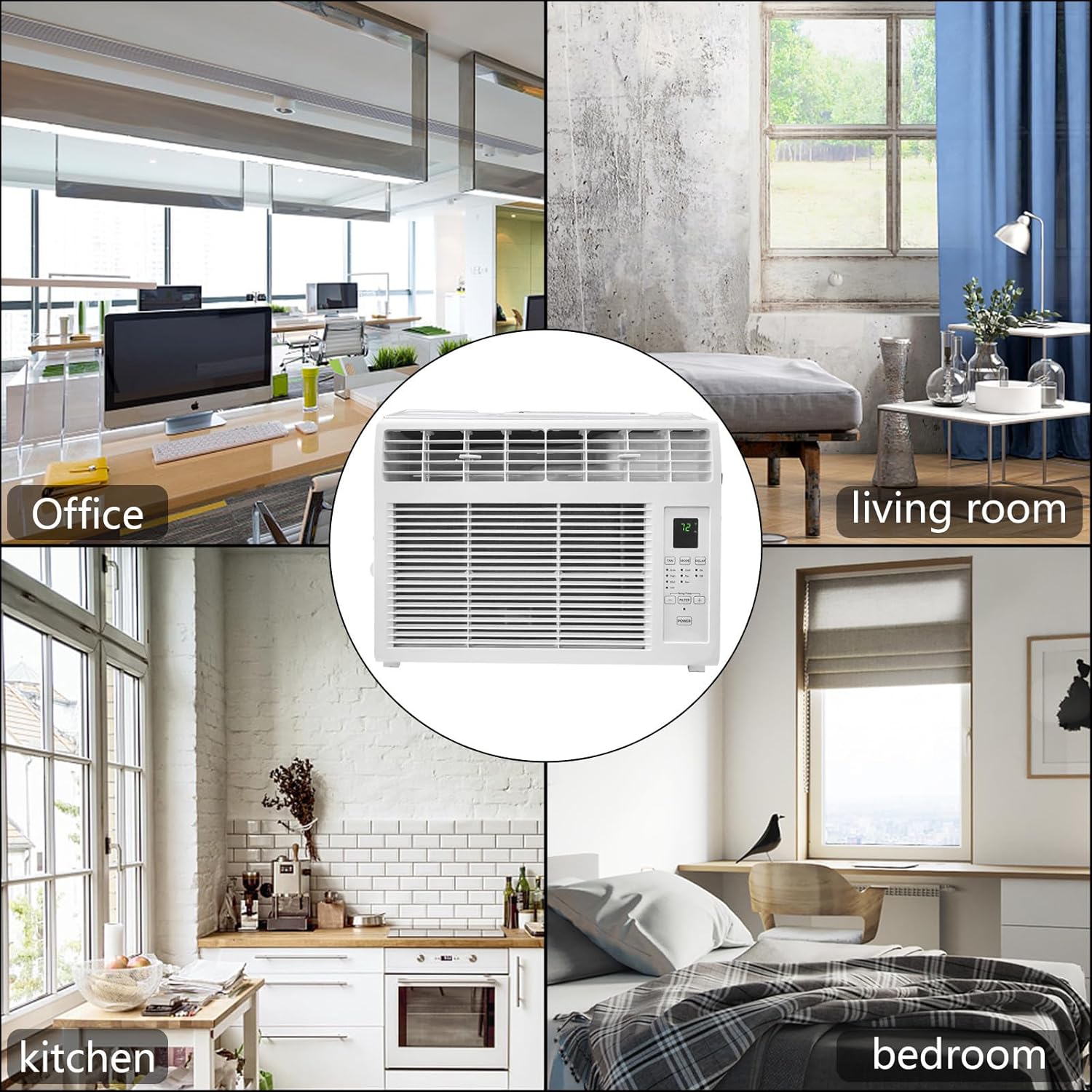 Bonnlo 6000BTU Window Air Conditioner with Remote and 24H Timer, Window AC Unit with ECO Mode and 4 Fan Speed, Cools up to 250 Sq. Ft., Easy Installation for Home Bedroom Apartment Office 115V