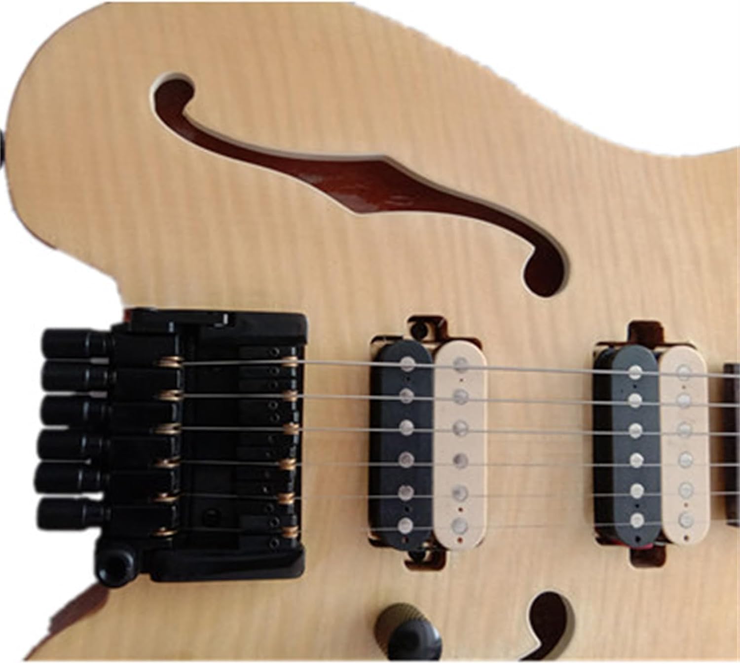 Double F Hole Panel Wood Color Basswood Body Rosewood Fingerboard Headless Electric Guitar Professional Headless Guitar
