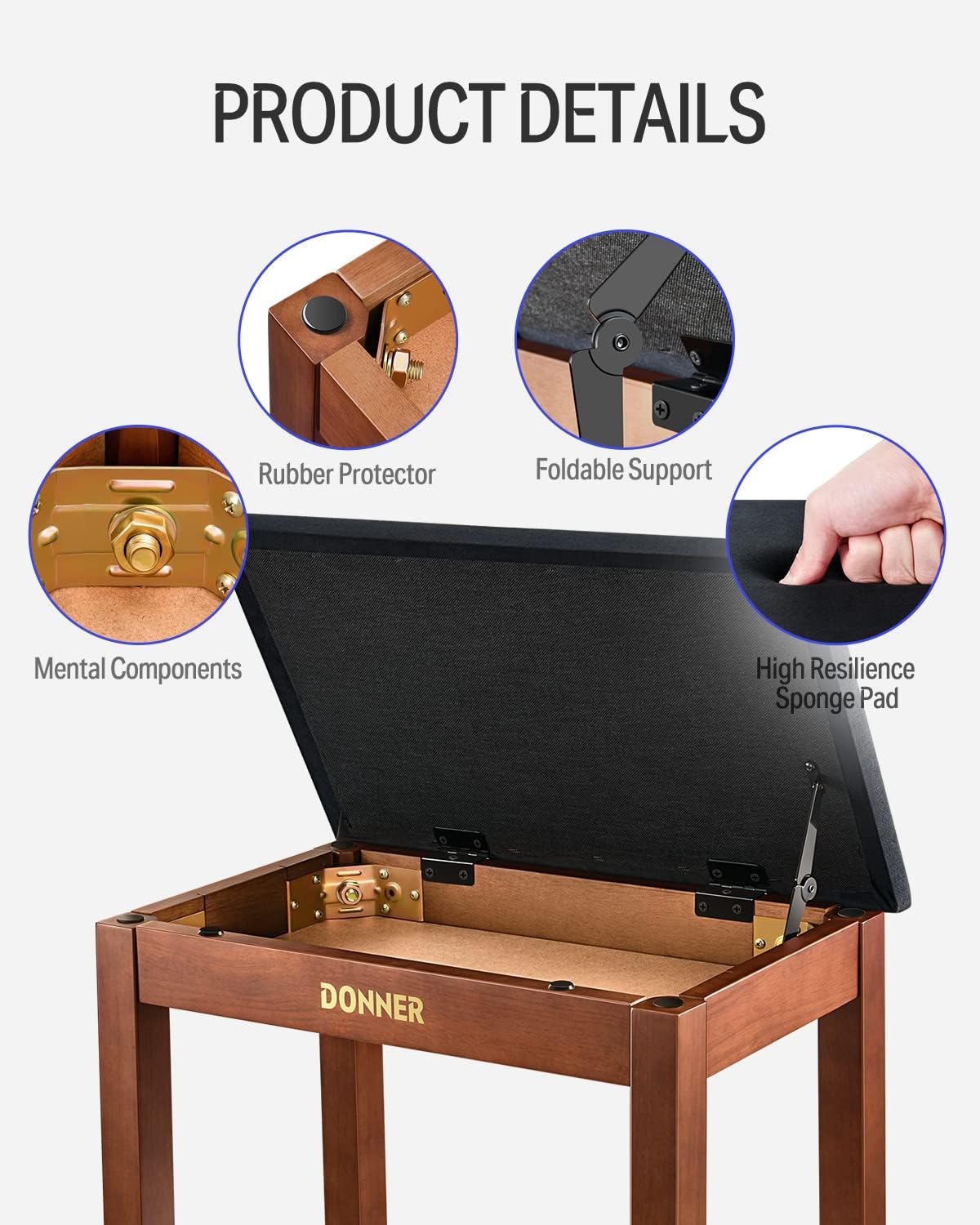 Donner DEP-1S Portable Digital Piano with X-style Piano Stand, Solid Wood Piano Bench, Piano Stickers