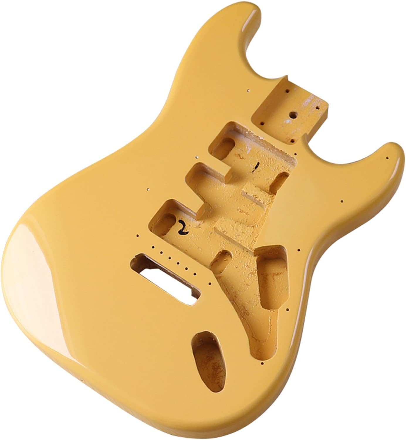 Yellow Electric Guitar Body Poplar Wood Guitar Barrel High Gloss Finish for Electric Guitar 5.6cm Pocket Width DIY Guitar Kit