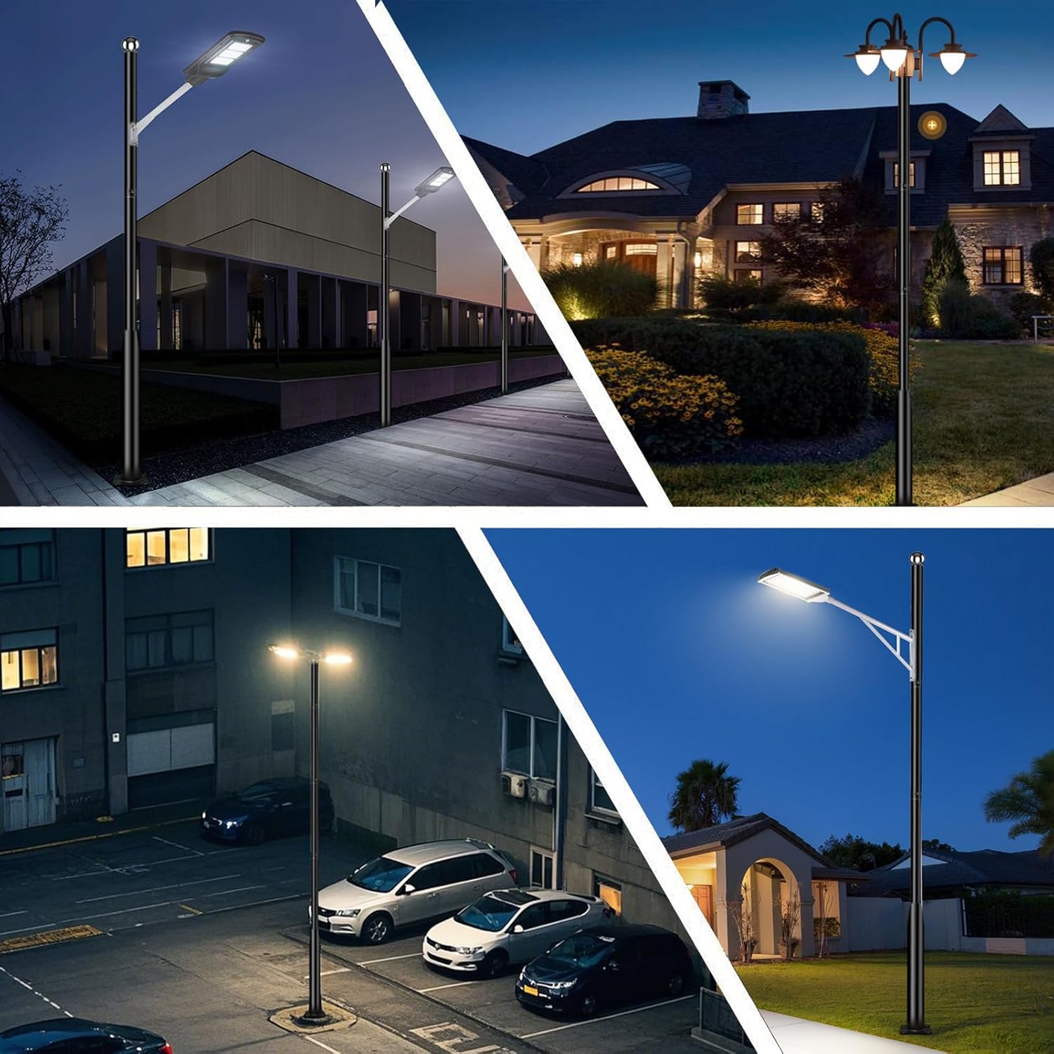 20Ft Tall Street Light Pole - Outdoor Metal Split Heavy Duty Street Lamp Post for Outside Large Solar Street Lights with Mounting Rebar Cage Base Accessory for Parking Backyard Patio Yard