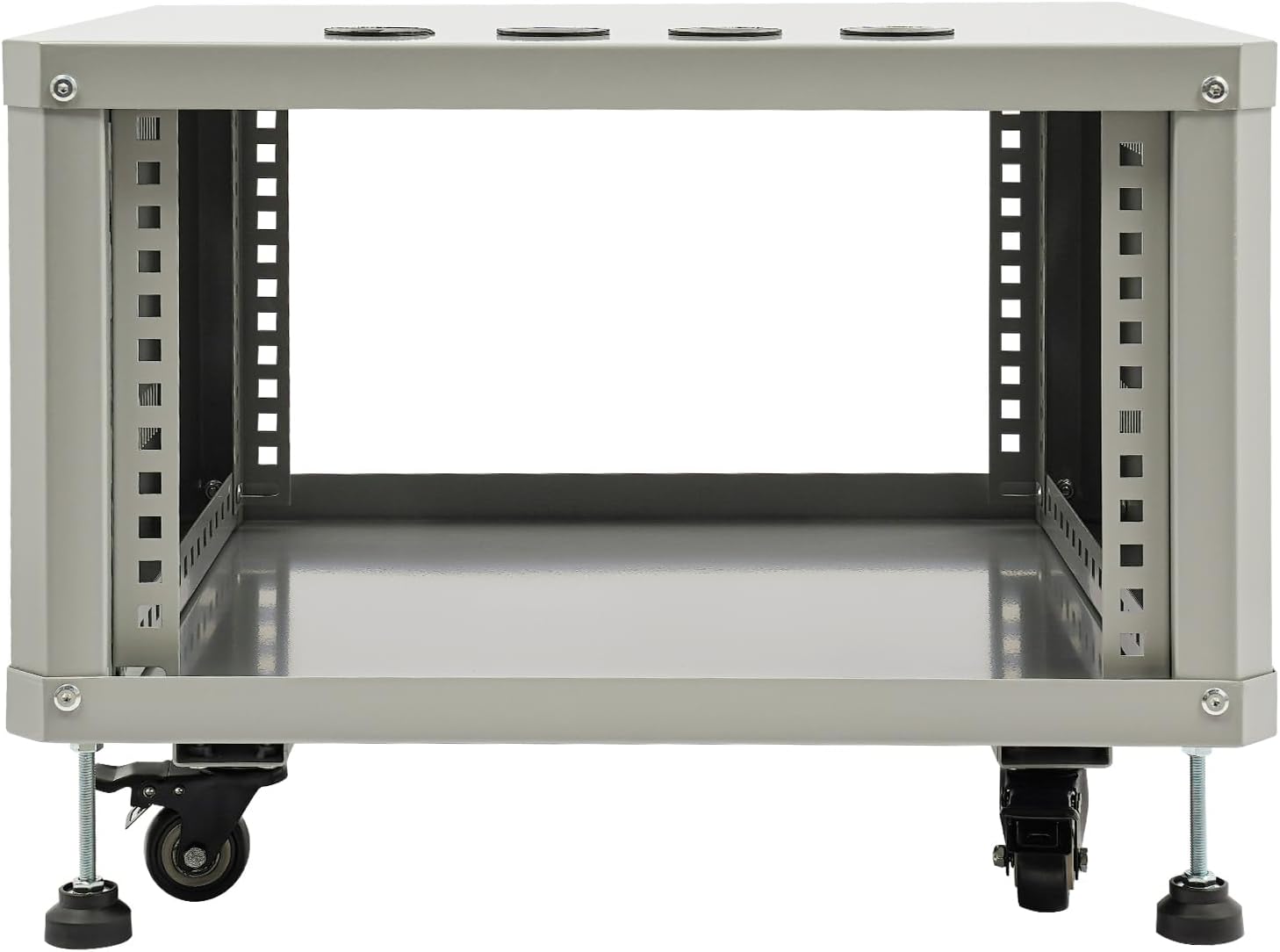 Network Audio Rack with Wheels, Steel Server Rack Cabinet for AV Equipment, Amplifiers, Network Gear, Rolling Universal Rack with Cable Management & Ventilation (Gray, 6U)