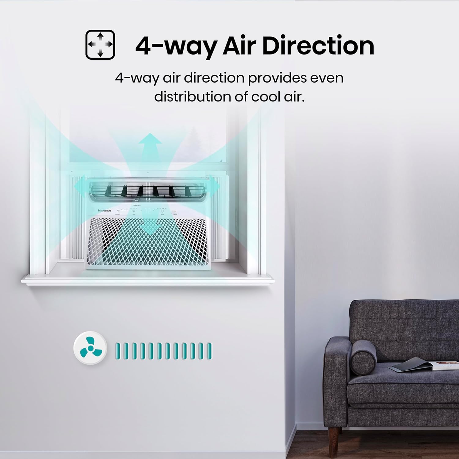 Hisense 12,000 BTU Smart Window Air Conditioner, 3 modes (Cooling, Fan, Dehumidifier), Easy Installation,Ultra Quiet, 2 Years Warranty
