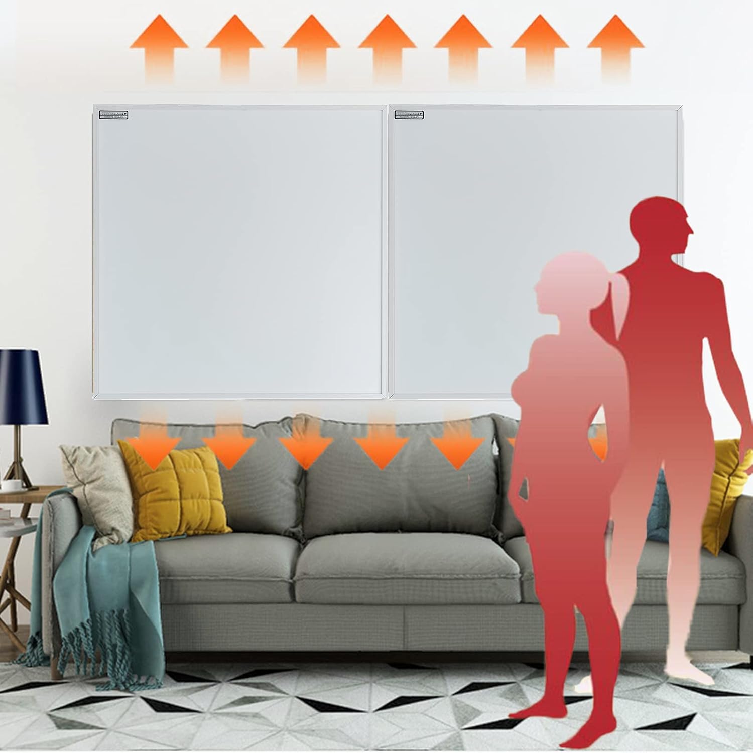 Wall-Mounted 120V 350W Space Heater Panel with Convection Heating ‒ Portable with Stand, Energy Efficient, Overheat Protection ‒ Ideal for 110 Sq. Ft.Rooms (24 x 24 x 1.18 inches)