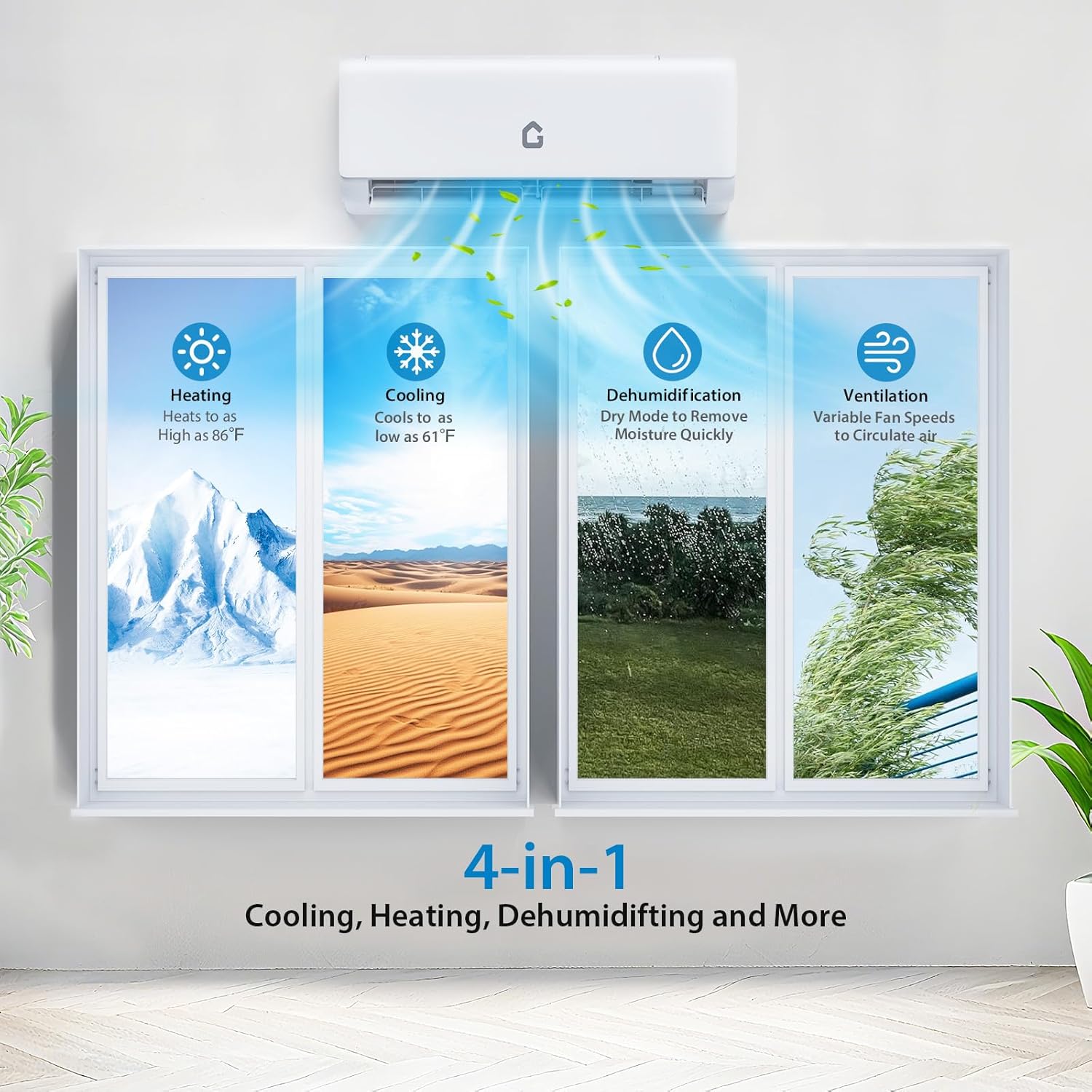 12000 BTU Mini Split Air Conditioner Heat Pump System, 20 SEER Energy Efficiency, WiFi Enabled, High Efficiency Cooling