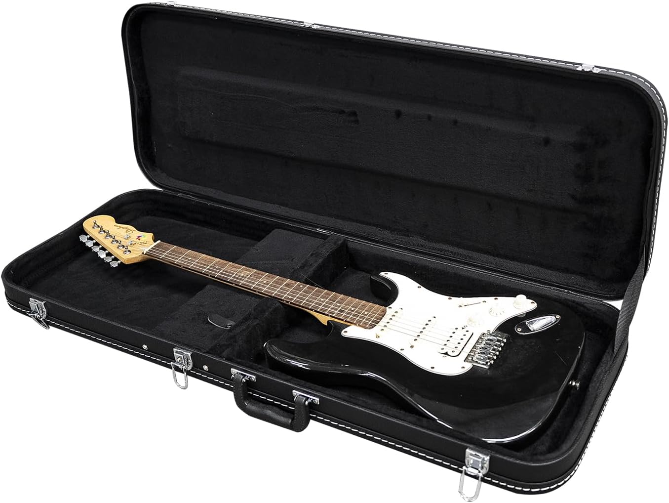 39inch Electric Guitar Case, Hard-Shell Wooden Case for Fender Strat/Tele Style Guitars，PVC Padding & Soft Interior， Black