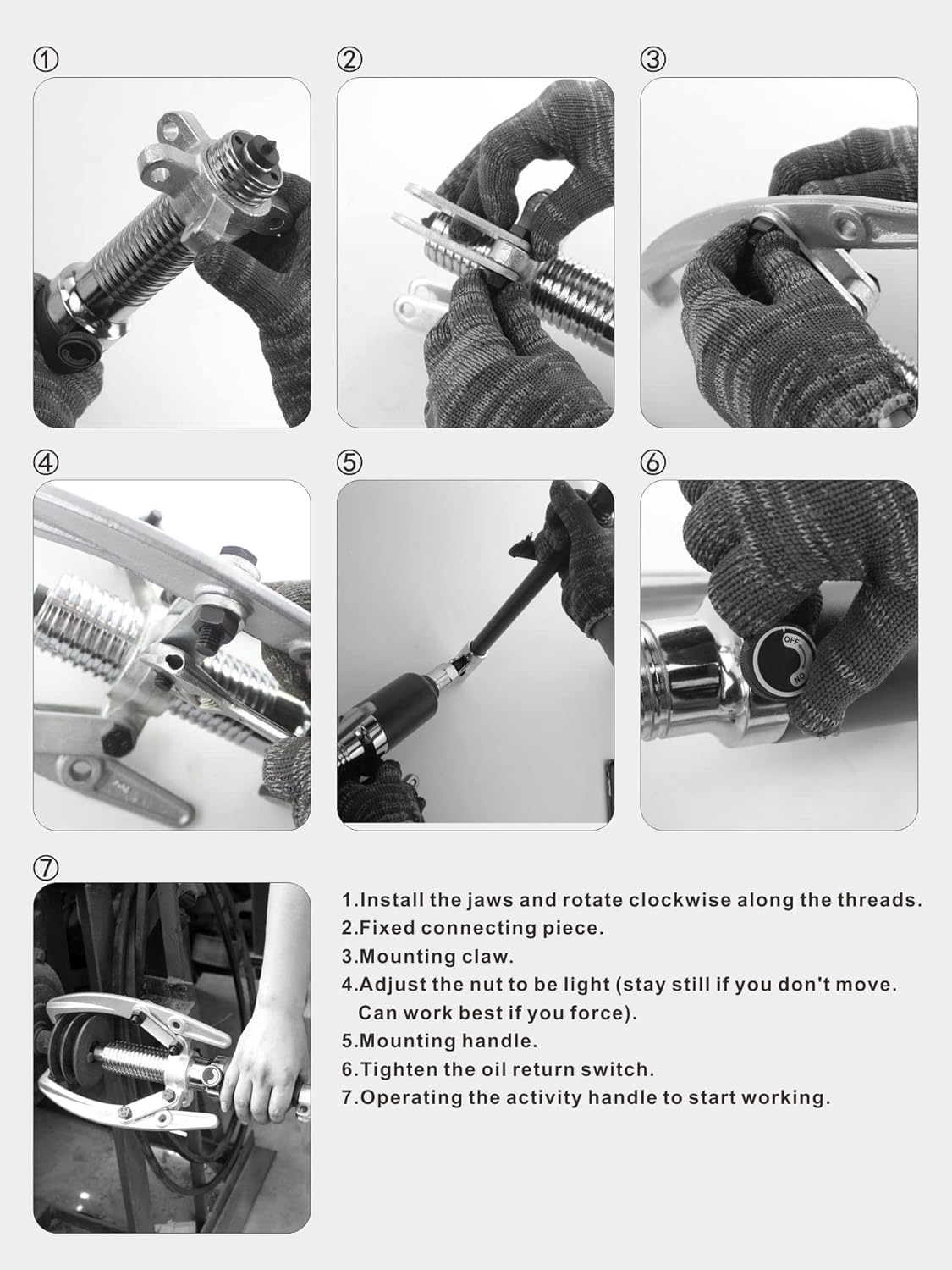 10T Hydraulic Gear Puller Set Wheel Bearing Puller Kit 2 or 3 Jaws Pulling Separator for Wheel Hubs Rotors Car Axles Pulleys Brake Drums (10 inch JAW)