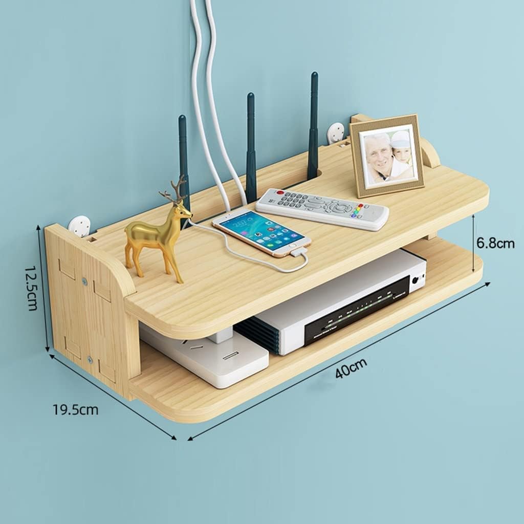 Wall Mounted Router Storage Box Top Hanging Boxes Multi-Function Display Stand for Home Office(40 * 19.5 * 6.8cm)