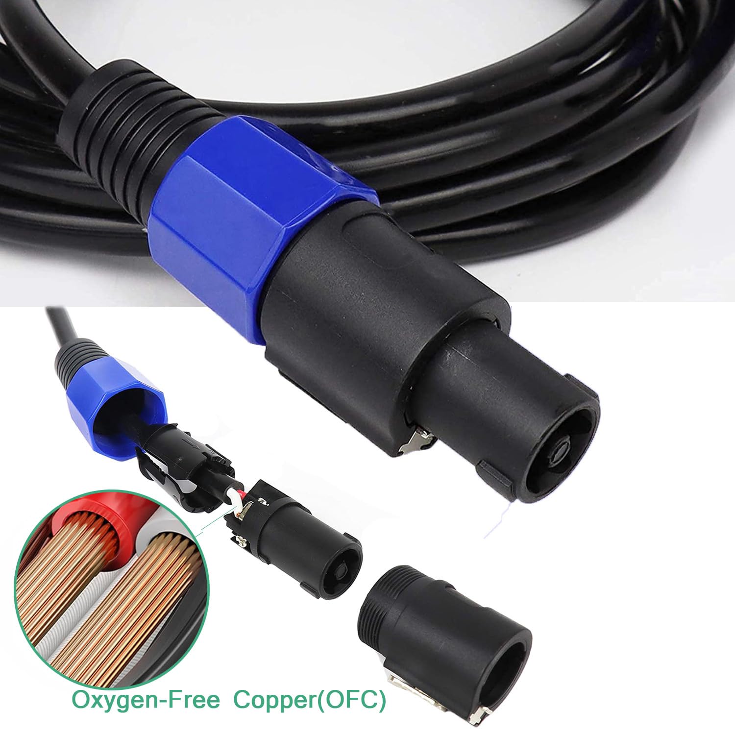 Professional 12 Gauge 75 Feet Speakon to Speakon Cables - 12AWG 75ft DJ/PA SpeakON Cords AMP Audio Wires - 2 Pack