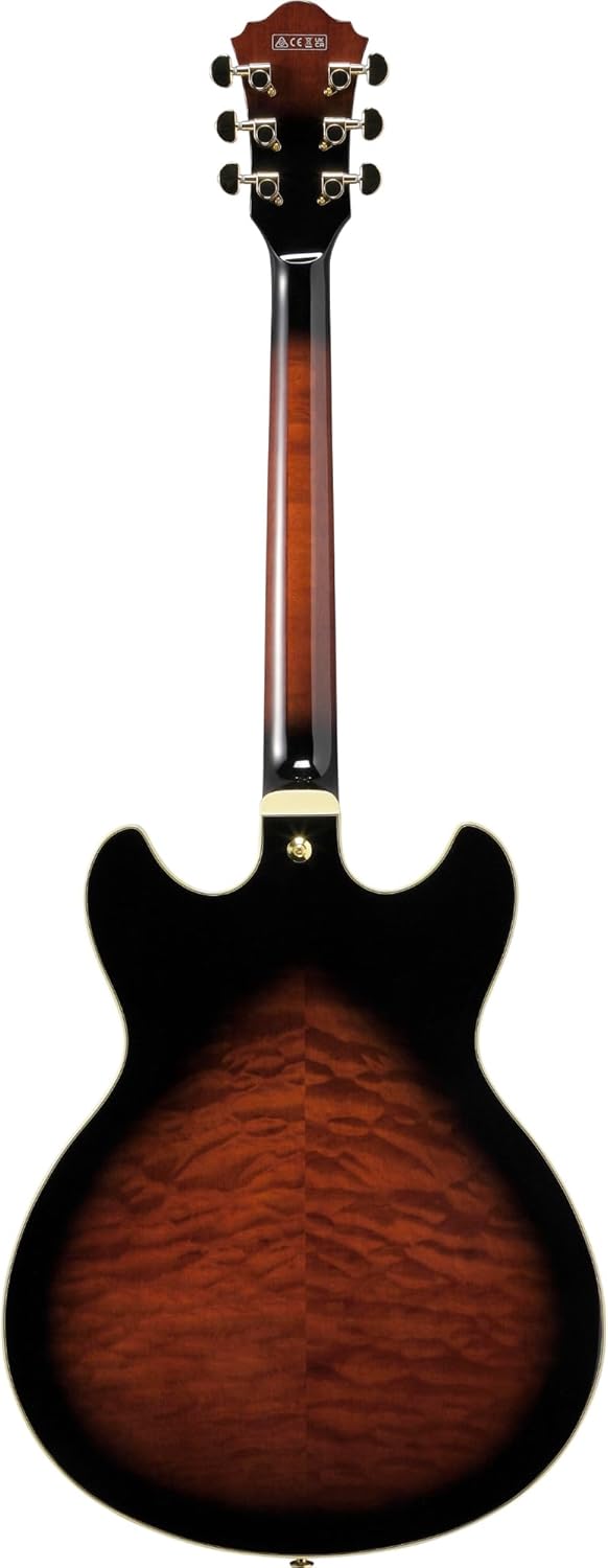 Ibanez AS93QMSP Artcore Expressionist 6-String Right-Handed Electric Guitar with Quilted Maple Body and Macassar Ebony Fingerboard (Dark Brown Sunburst)